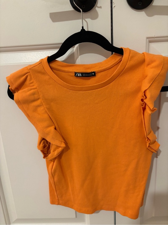 Zara Tops - Zara Orange Ruffle Sleeve Top